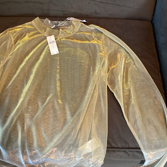 BRAND NEW Anthro sheer gold top XL - Picture 2 of 3
